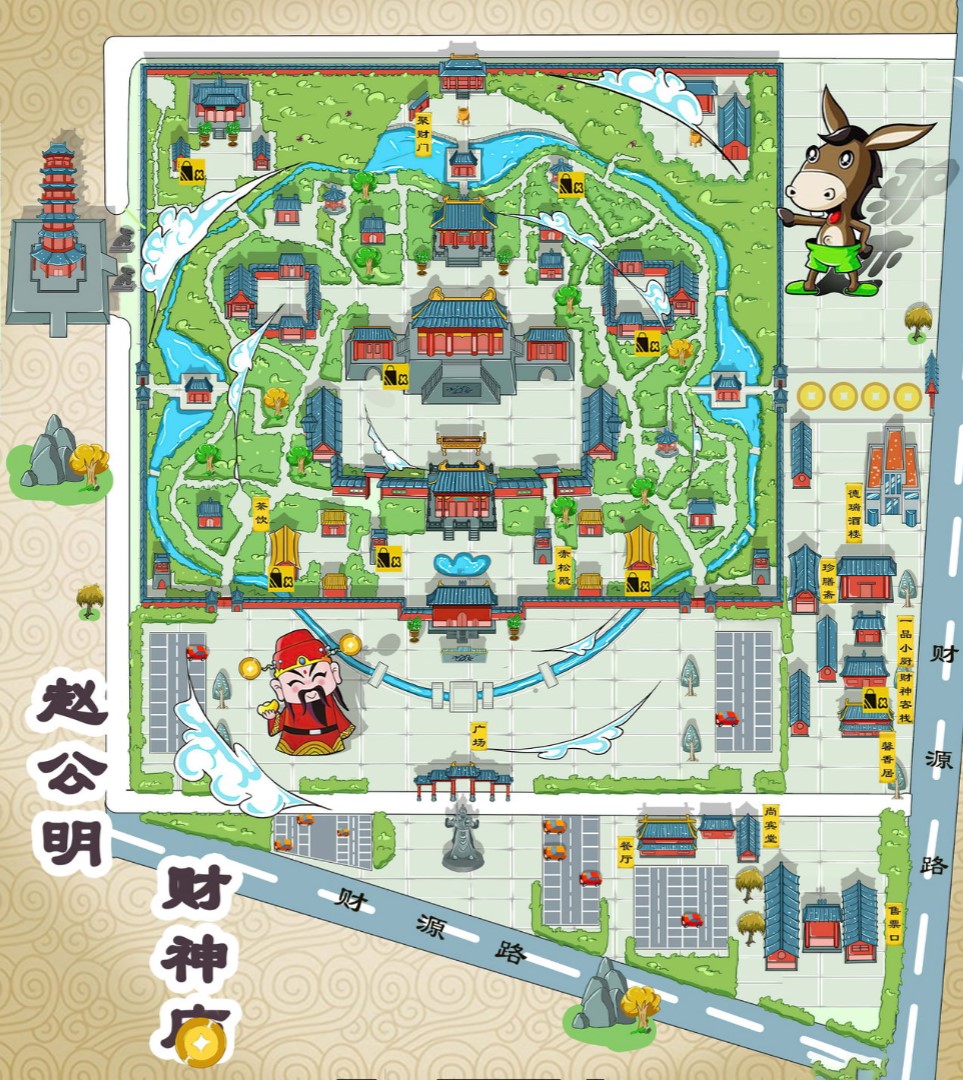 松原寺庙类手绘地图